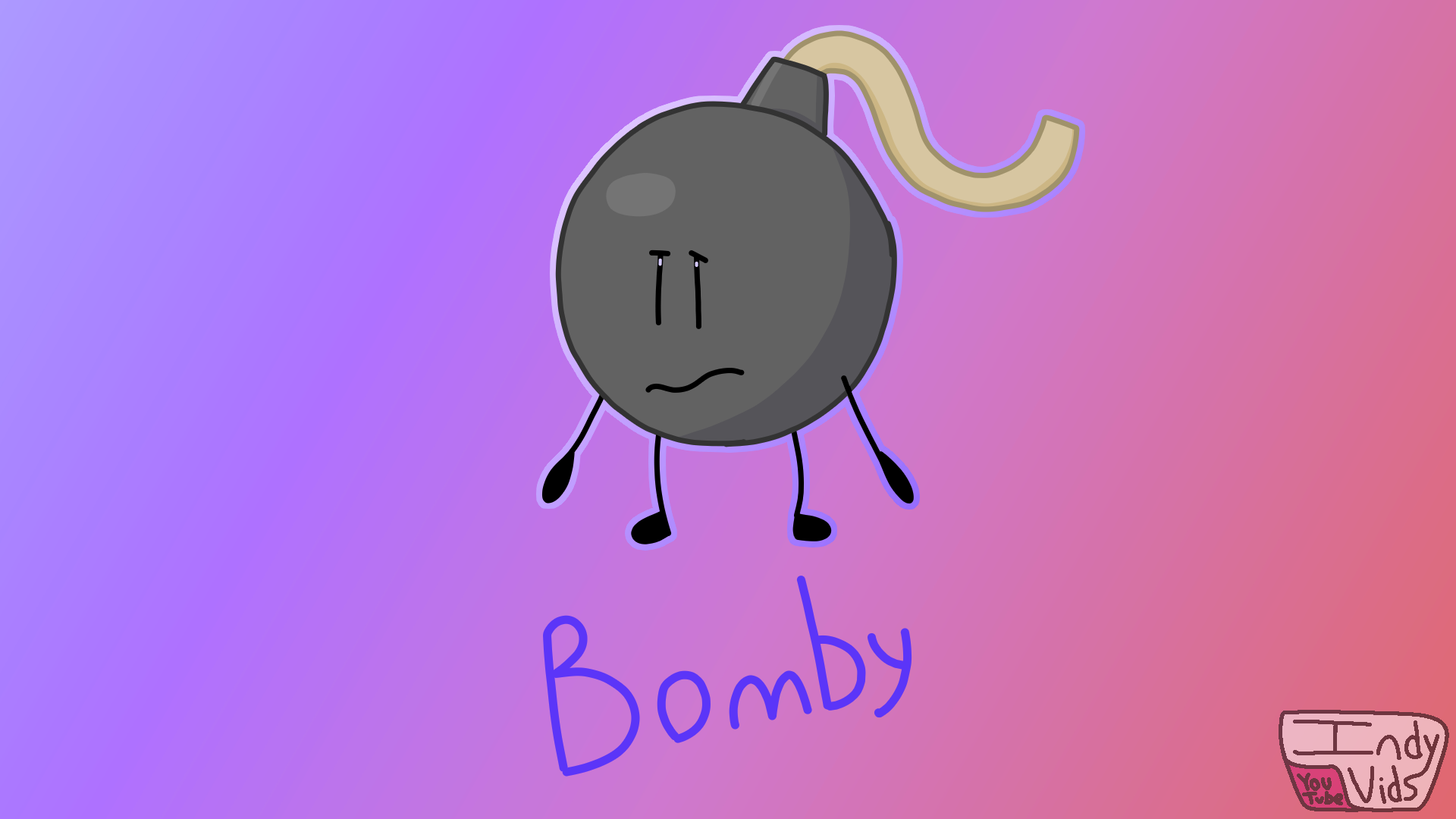 A concerned bomb with arms and legs.