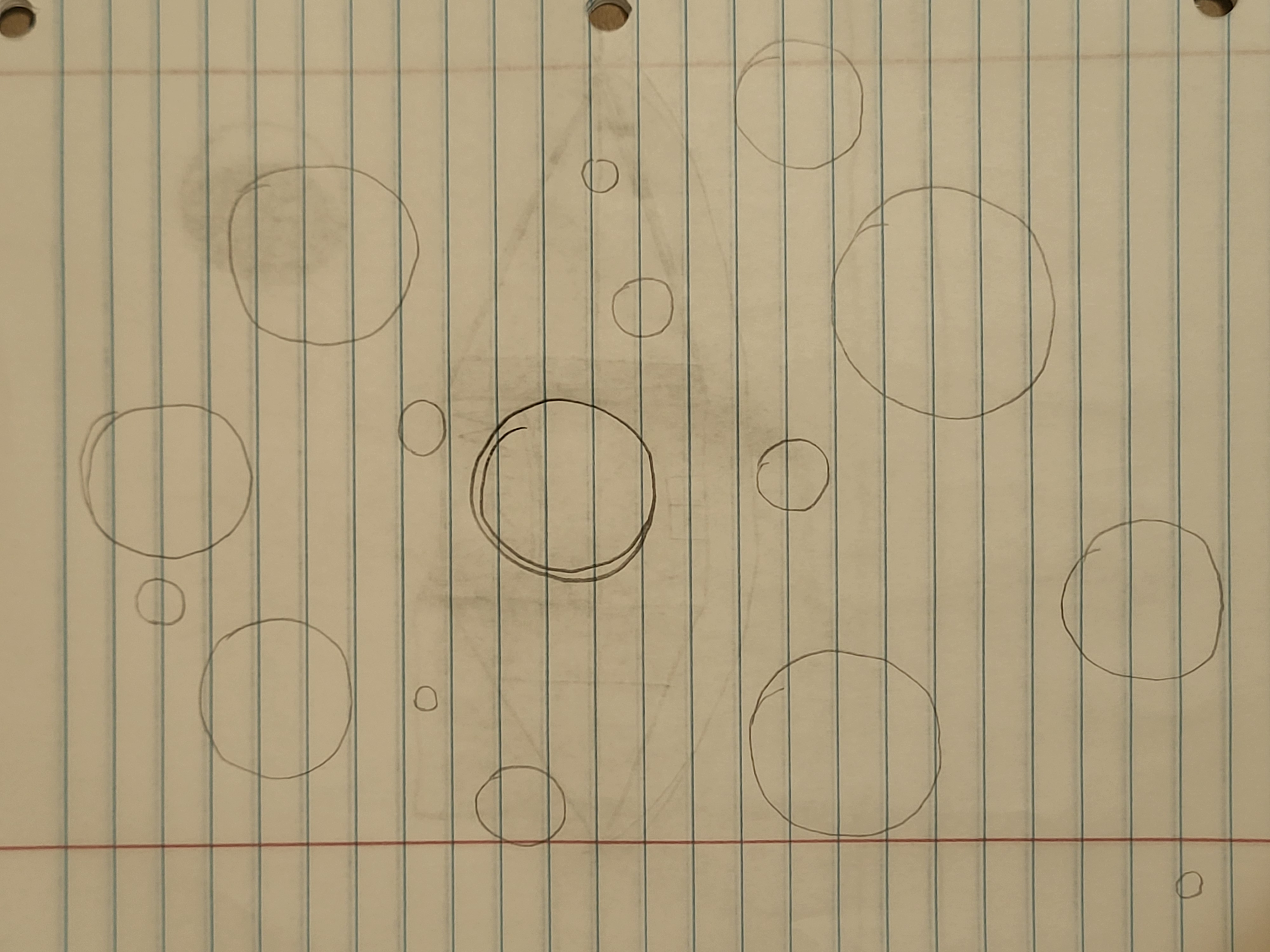 A drawing of numerous circles.