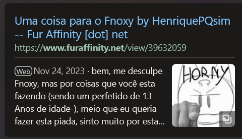 The description points out that Fnoxy is '13 anos de idade,' or 13 years of age.