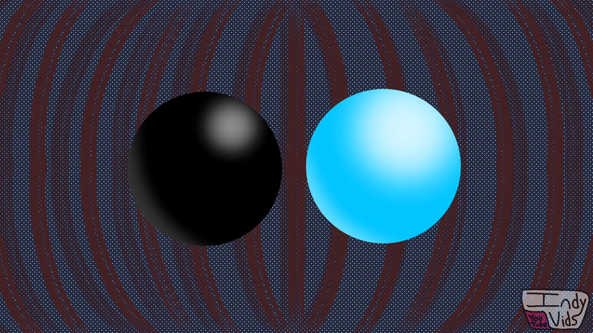 A black ball and a cyan ball placed closely together.