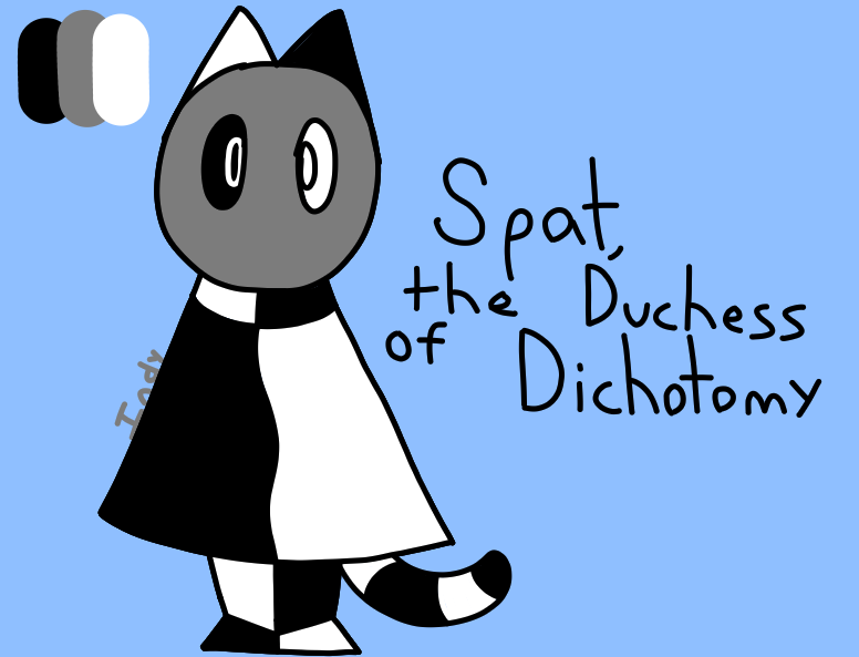 An anthro cat, named Spat, the Duchess of Dichotomy.