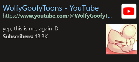 A screenshot of WolfyGoofyToons' channel.